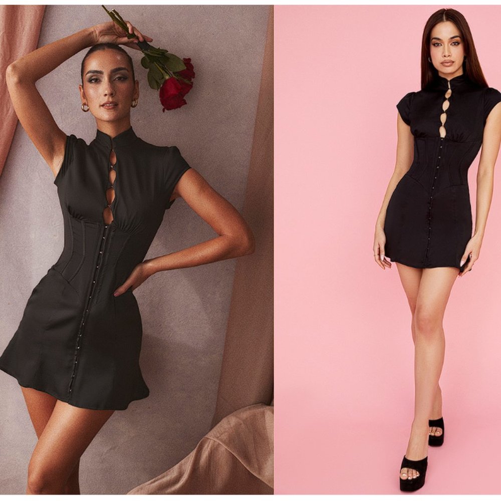 House of CB 'Carmina' Black Mini Corset Dress